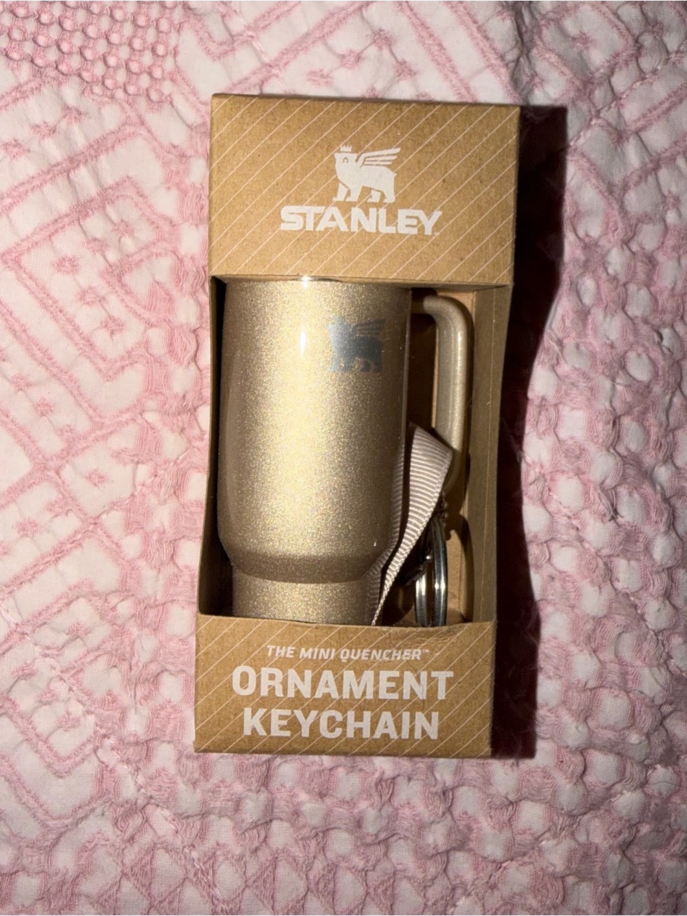 Stanley Gold Mini Quencher Ornament Keychain Accessory
